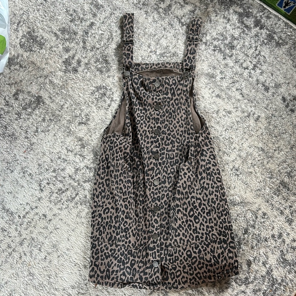 Denim cheetah button up dress